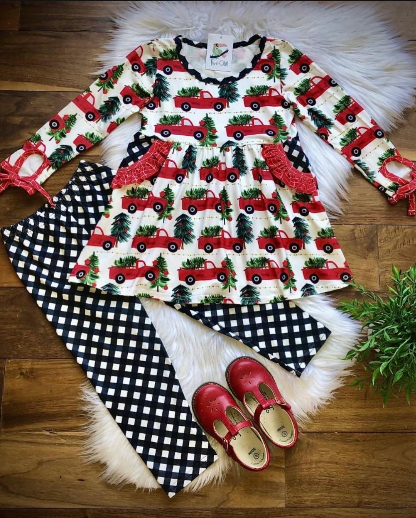 Red Holiday truck pants set